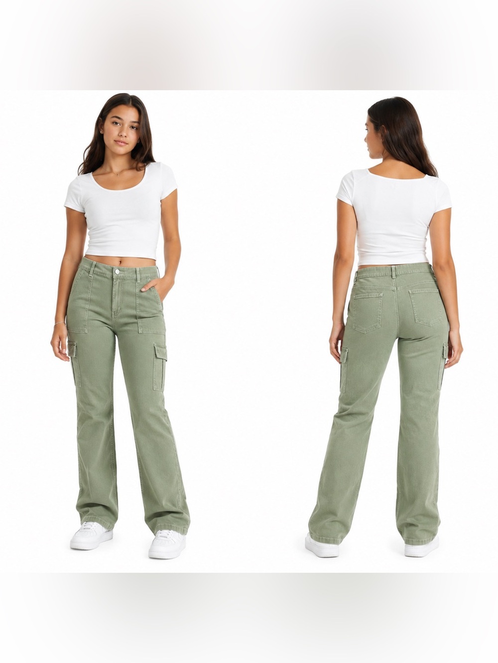 Thereabouts Olive Big Girls Flare Cargo Pants